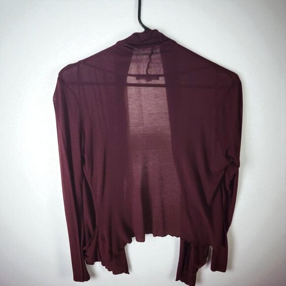 Active Basic Wine Burgundy Drape Cardigan – Lightweight Open Front Sweater M - Picture 3 of 8